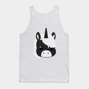 kawaii black and white unicorn Tank Top